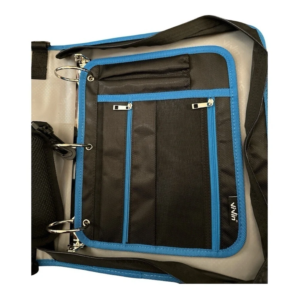ViVin Blue Zipper Binder 2” Ring w/ Strap & Handle – 450 Sheet Capacity